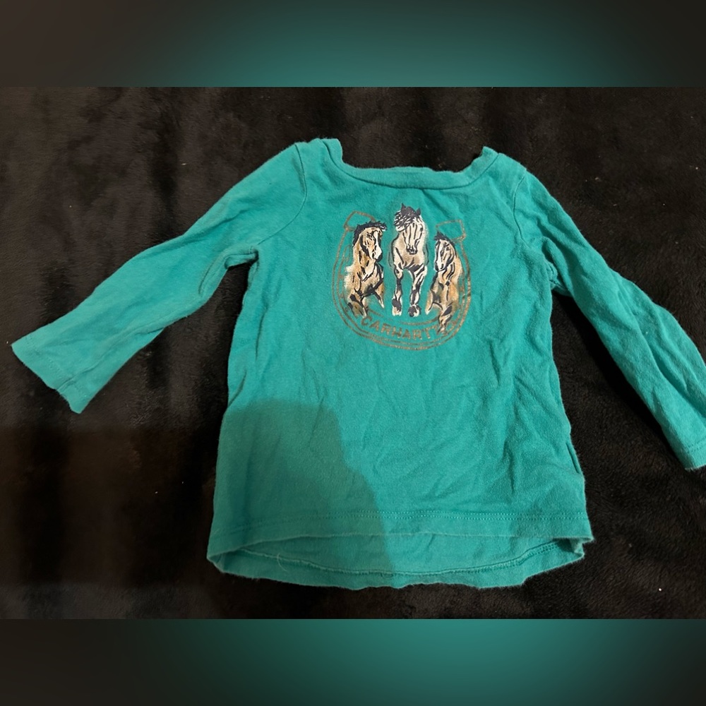 Carhartt long sleeved horses shirt, baby girl size 6 months